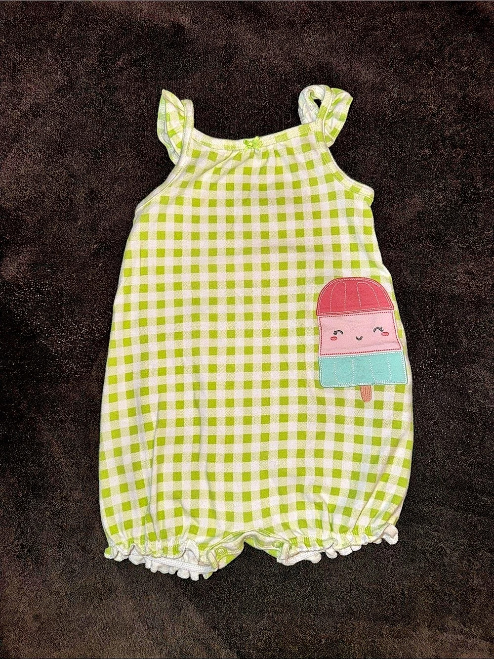 💚Gingham Romper in Green & White💚